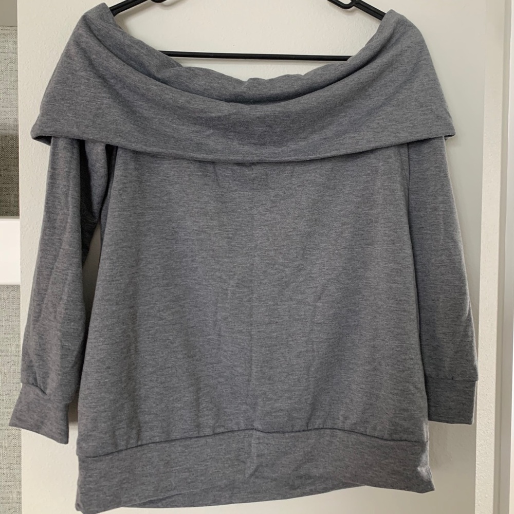 Grey Off the Shoulder Sweater